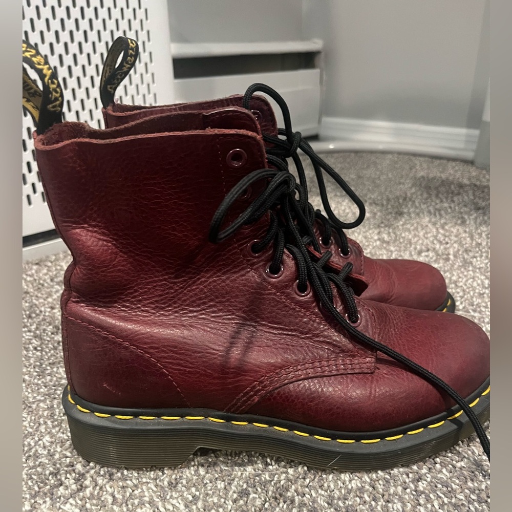 Red Leather Lace-Up Doc Martens
